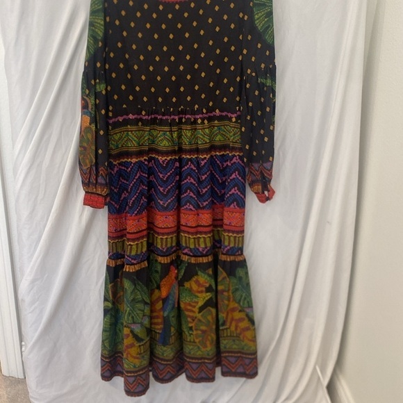 Farm Rio Dress, Black maxi Multi-Color Print sz xs - Picture 8 of 8